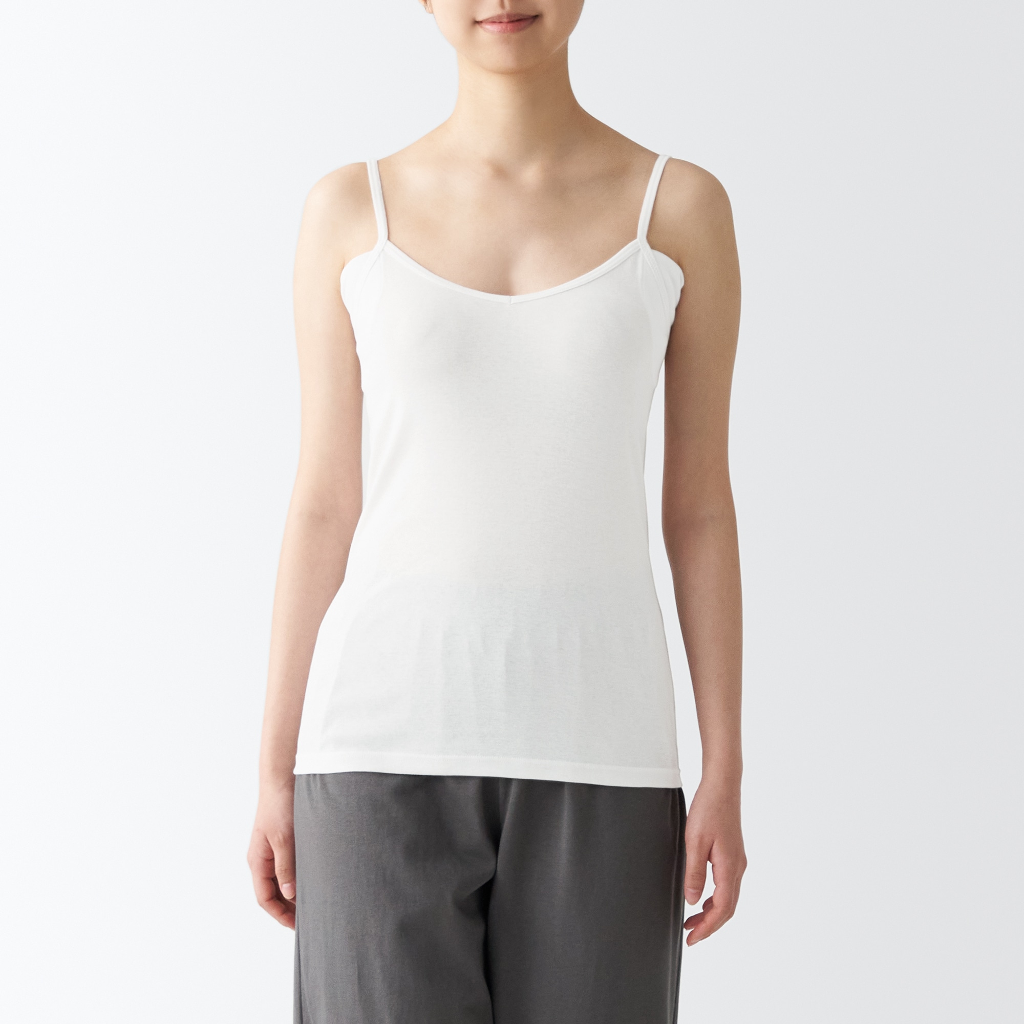 무인양품 일본 여성 겨땀 패드 끈나시 캐미솔 S 화이트