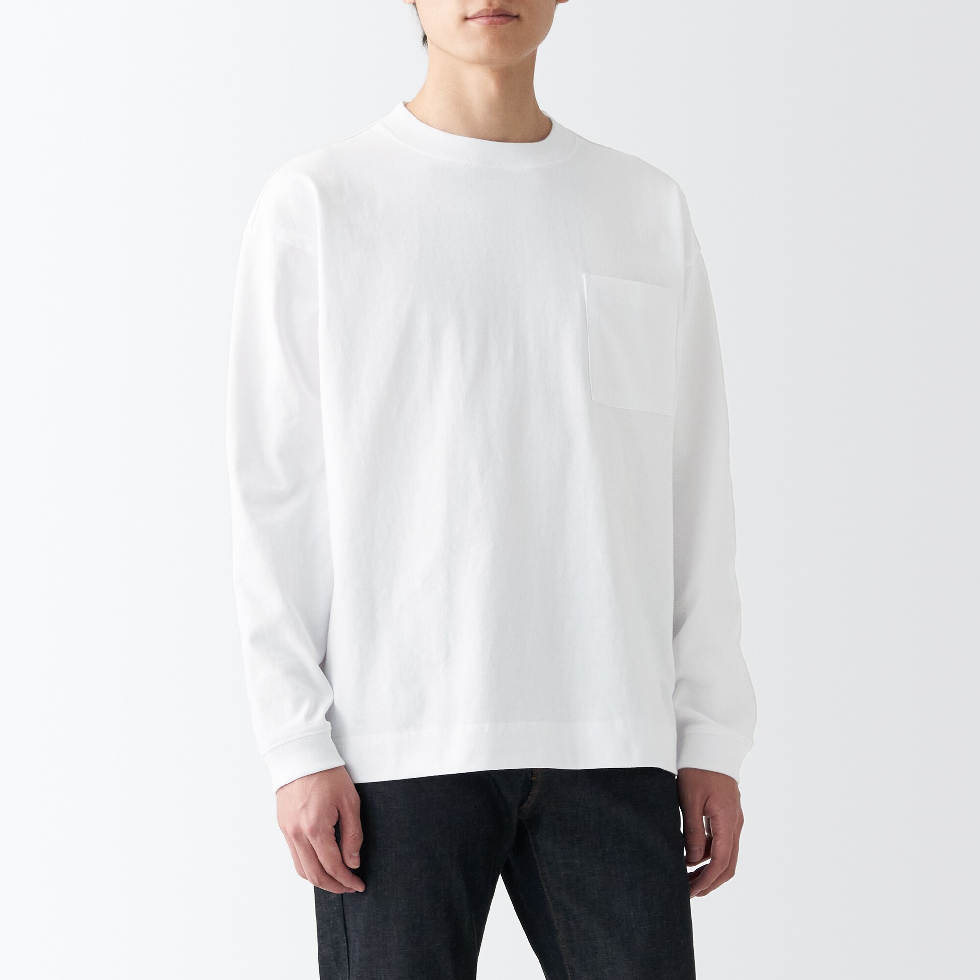 무인양품 일본 저지 남성 스웨트 셔츠 포켓 티셔츠