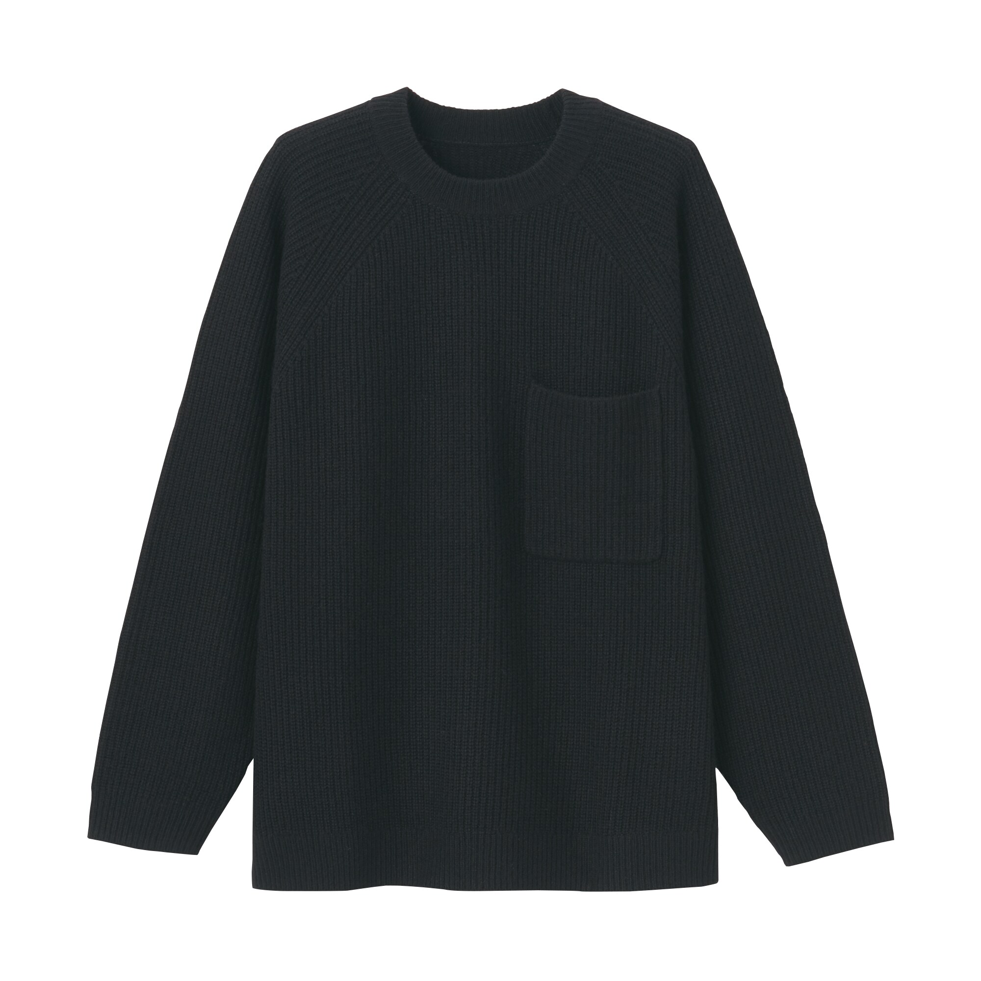 무인양품 일본 남성 크루넥 야크혼방 울 니트 스웨터 M 블랙