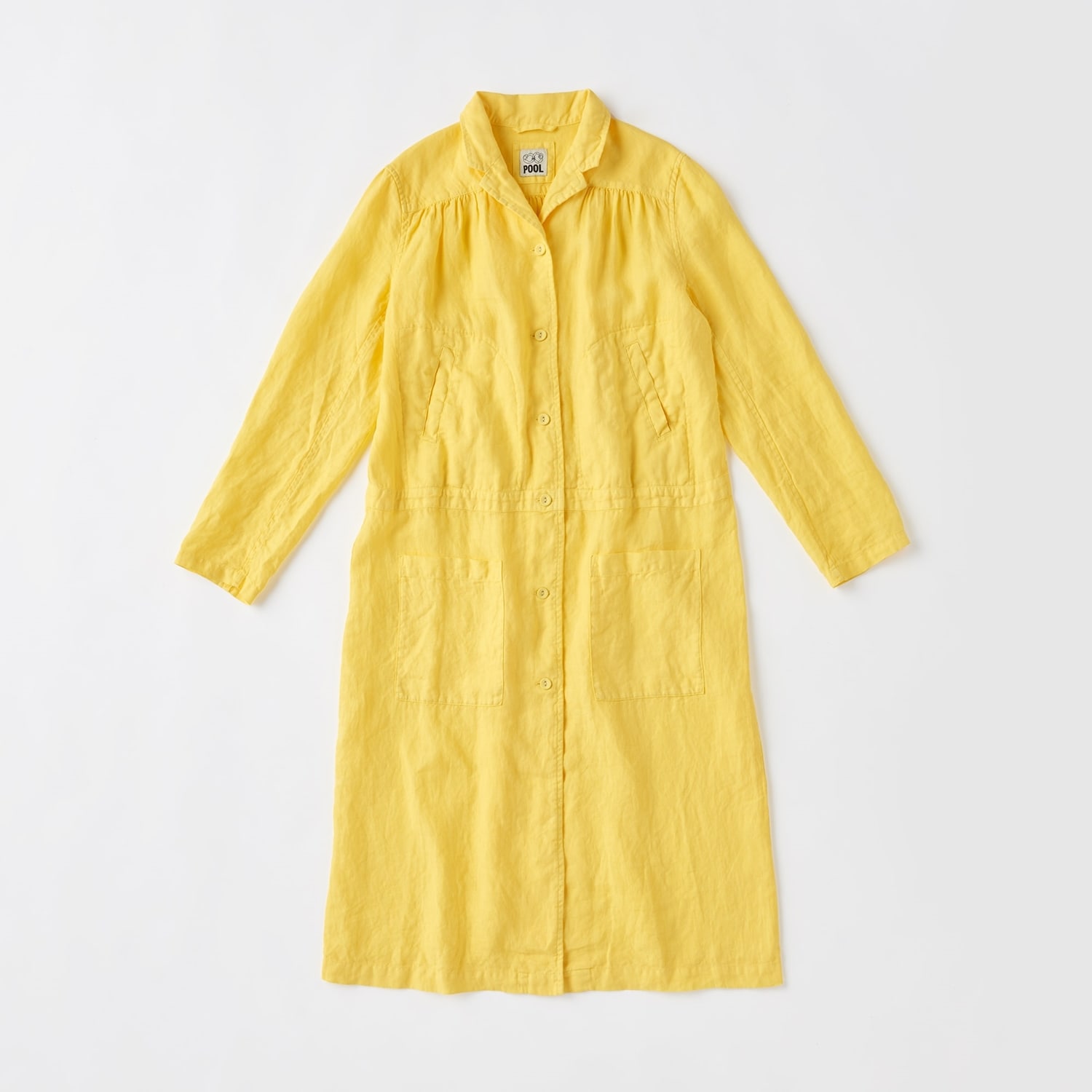무인양품 일본 이데 IDEE 패션 여성 셔츠 원피스 셔링 면 코트 옐로우
