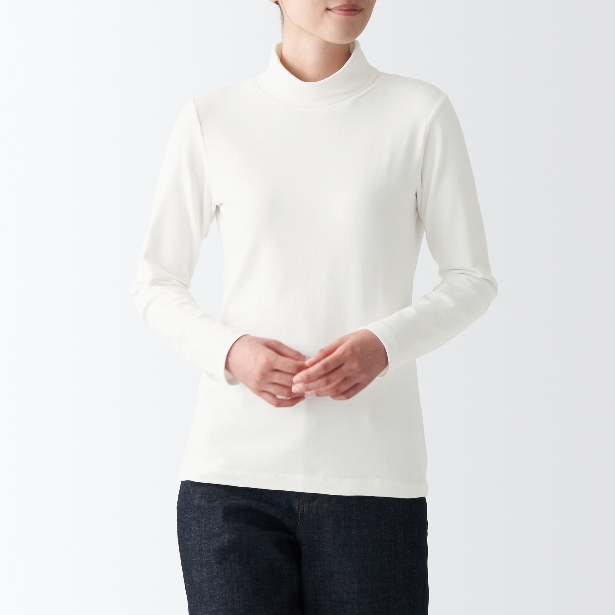 무인양품 일본 스트레치 하이넥 여성 티셔츠