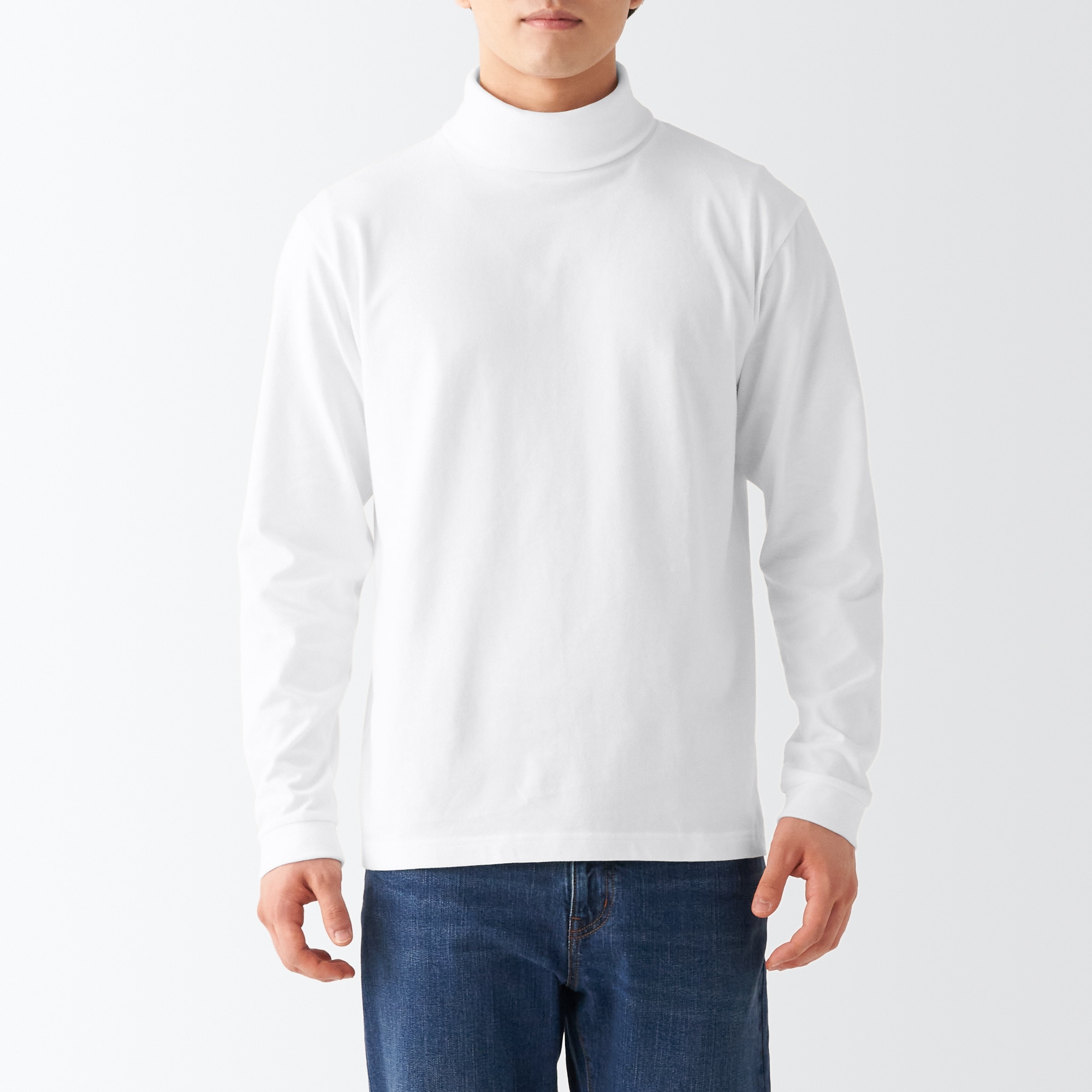 무인양품 일본 기모 남성 터틀넥 폴라 티셔츠