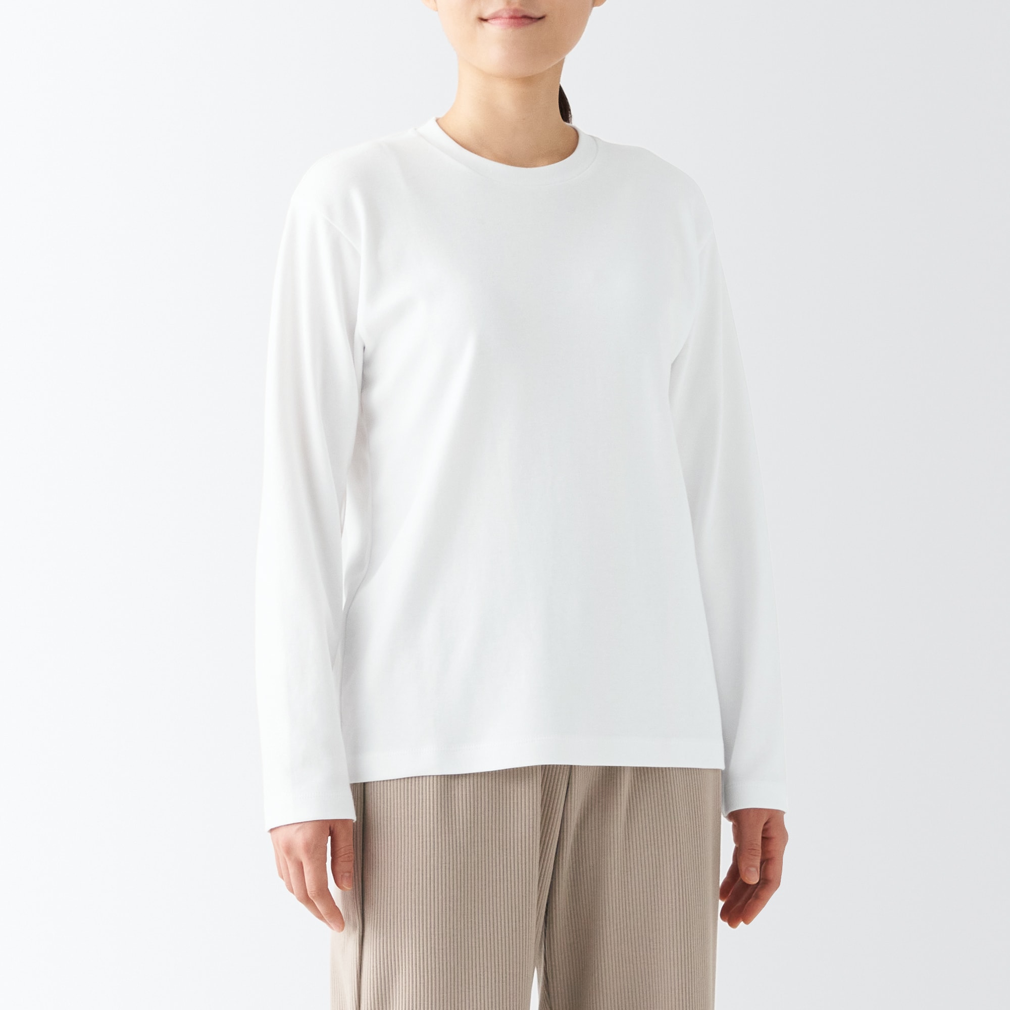 무인양품 일본 크루넥 오가닉 코튼 여성 티셔츠