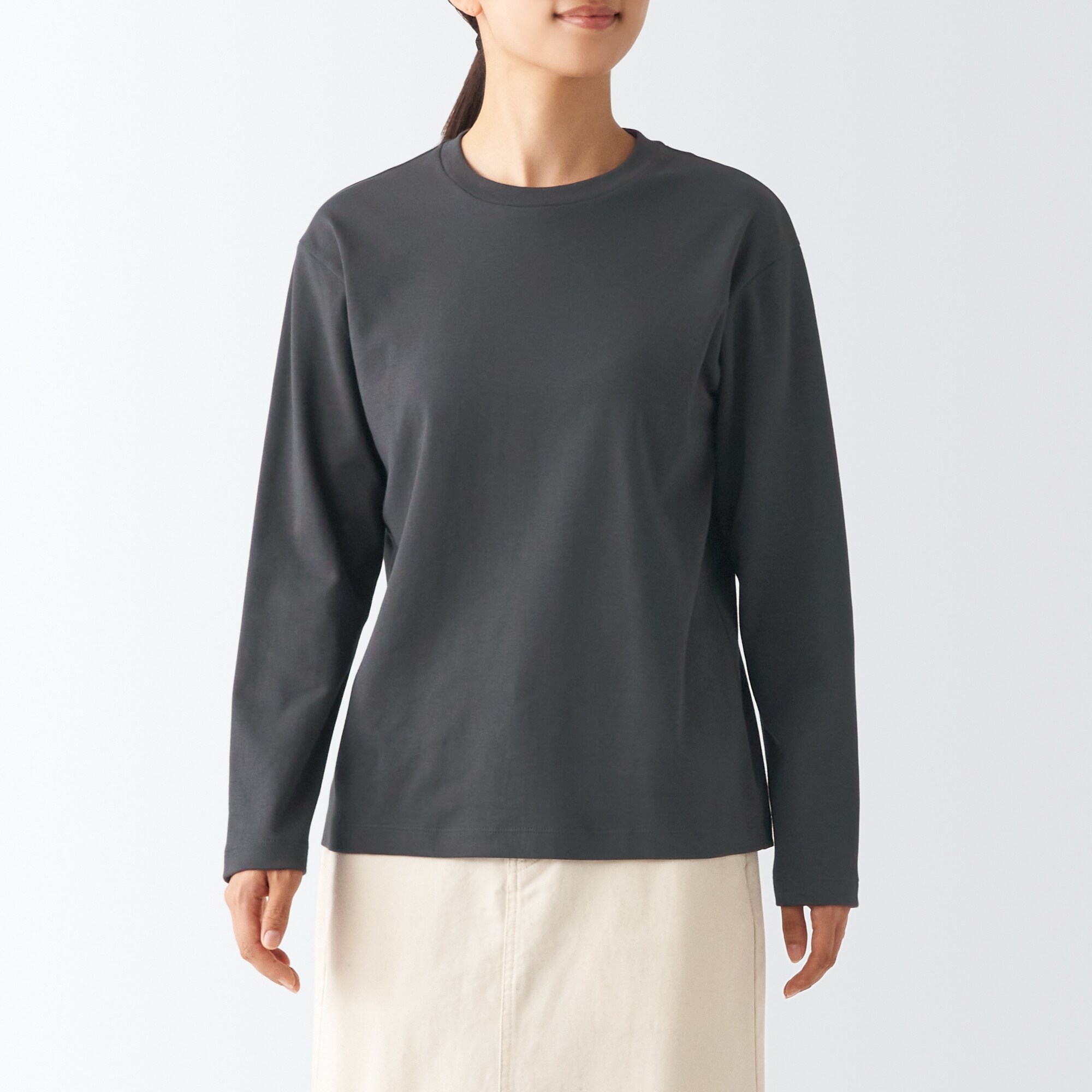 무인양품 일본 여성 크루넥 티셔츠 스무스 니트