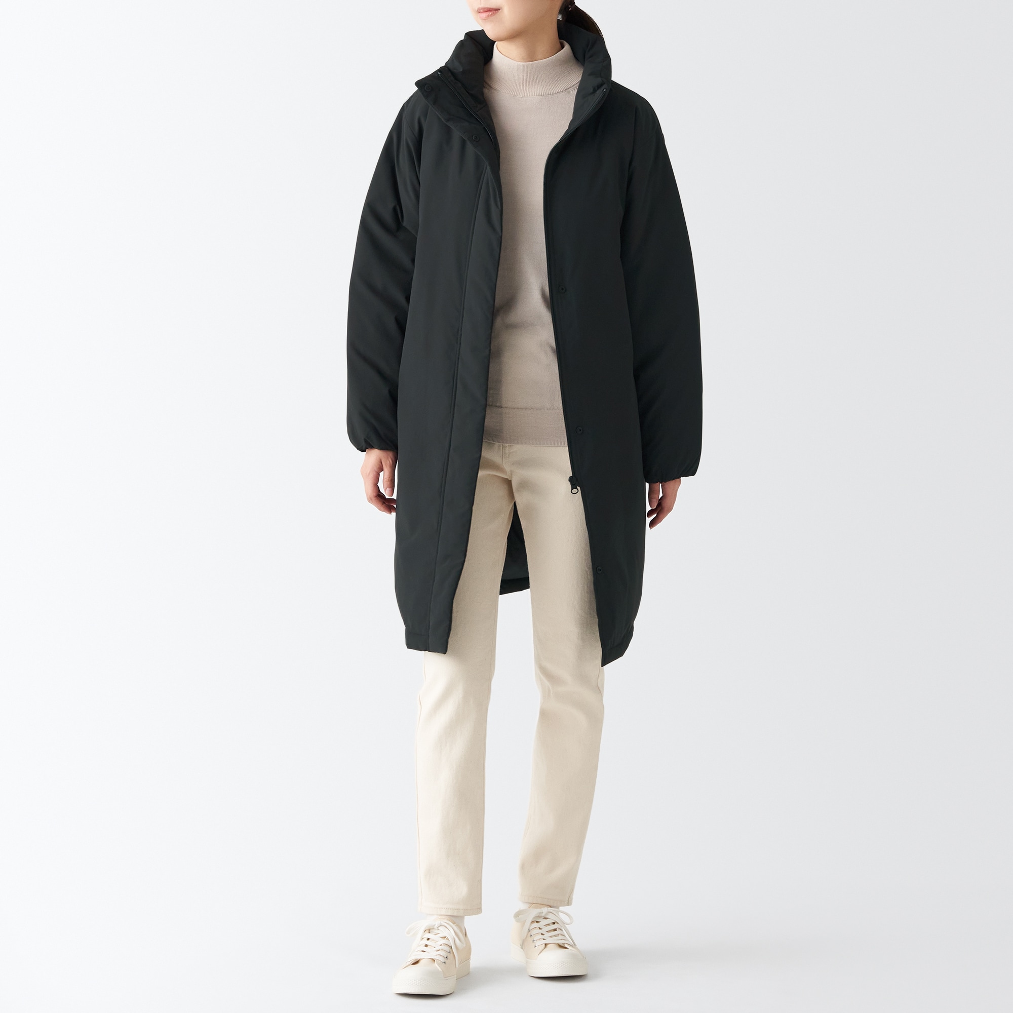 무인양품 일본 여성 하이넥 발수 다운 재킷 코트 XS 블랙
