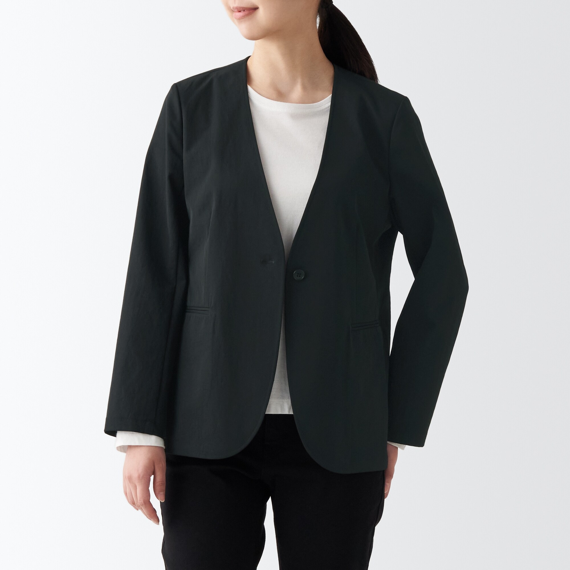 무인양품 일본 발수 여성 노카라 재킷