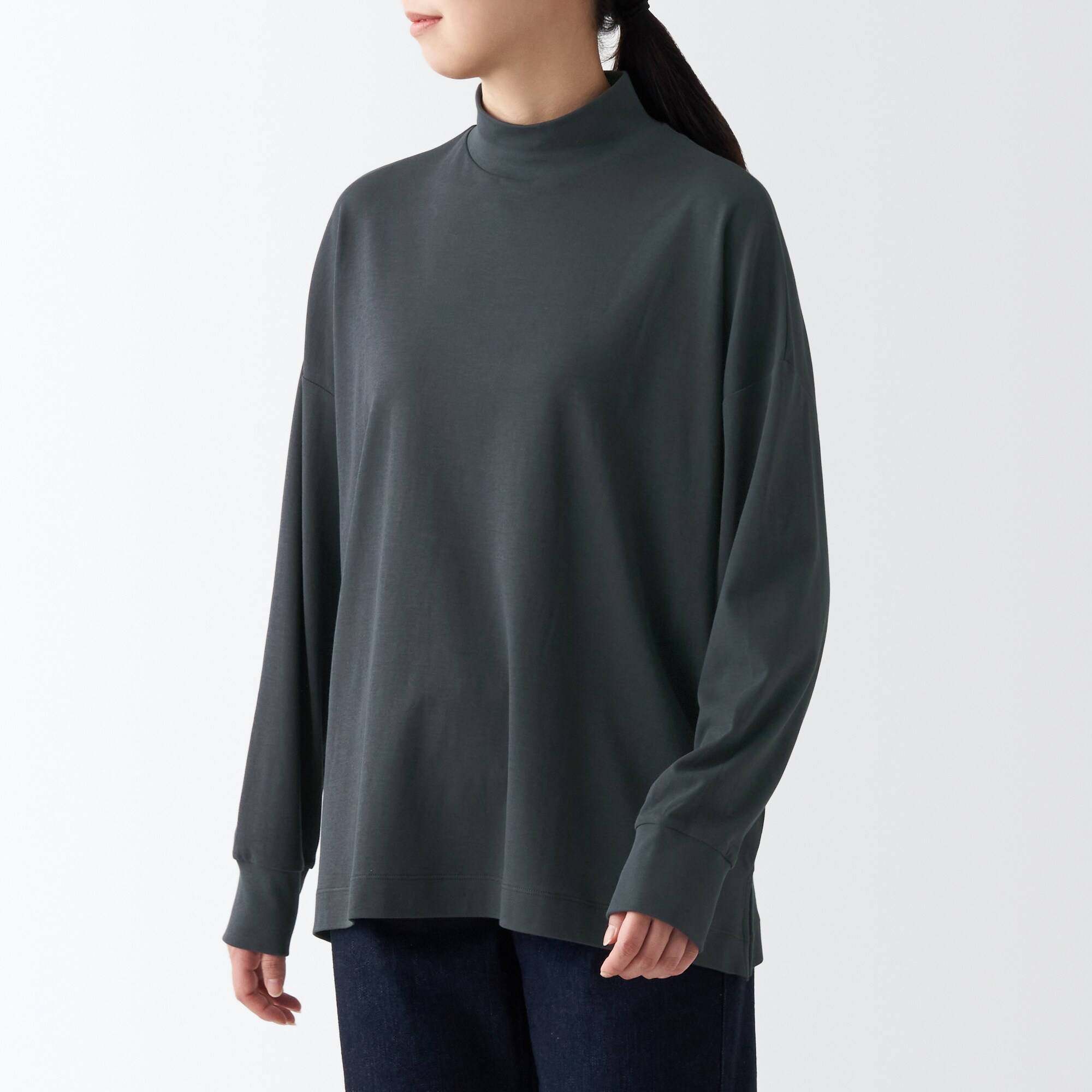 무인양품 일본 하이넥 여성 루즈핏 풀오버 스웨트 셔츠