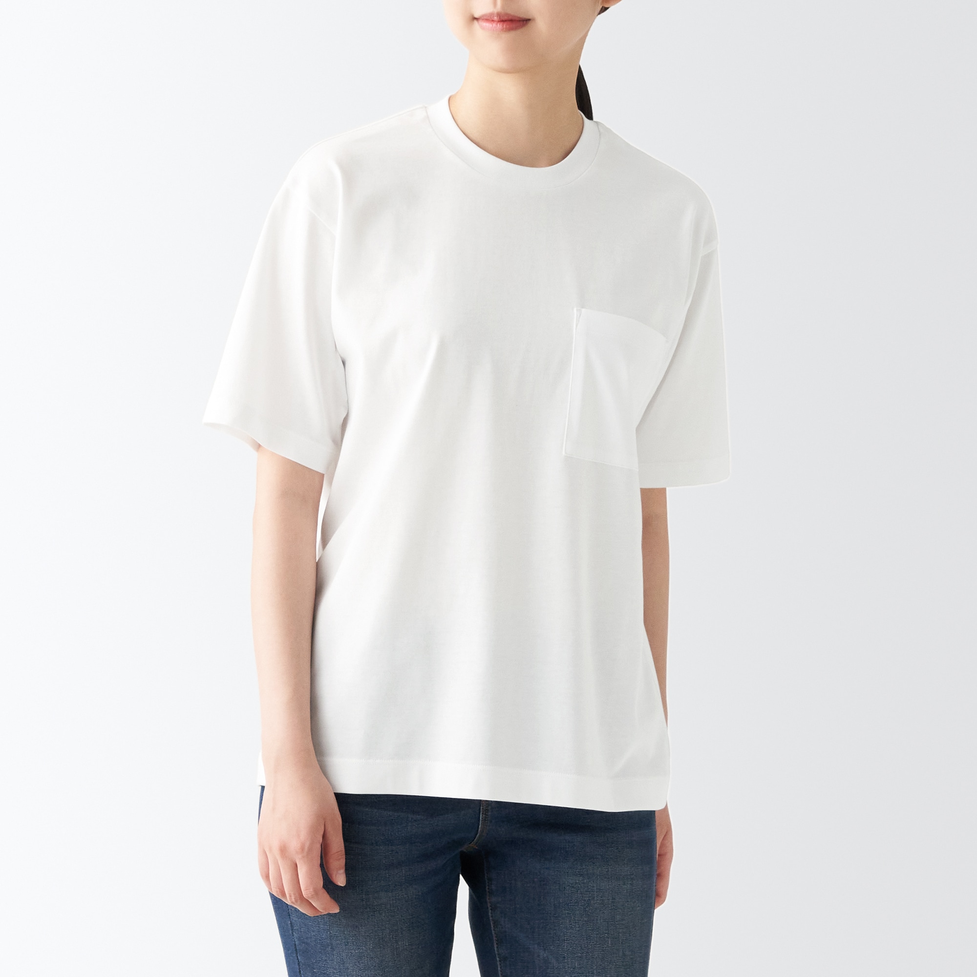 무인양품 일본 크루넥 여성 냉감 반팔 티셔츠