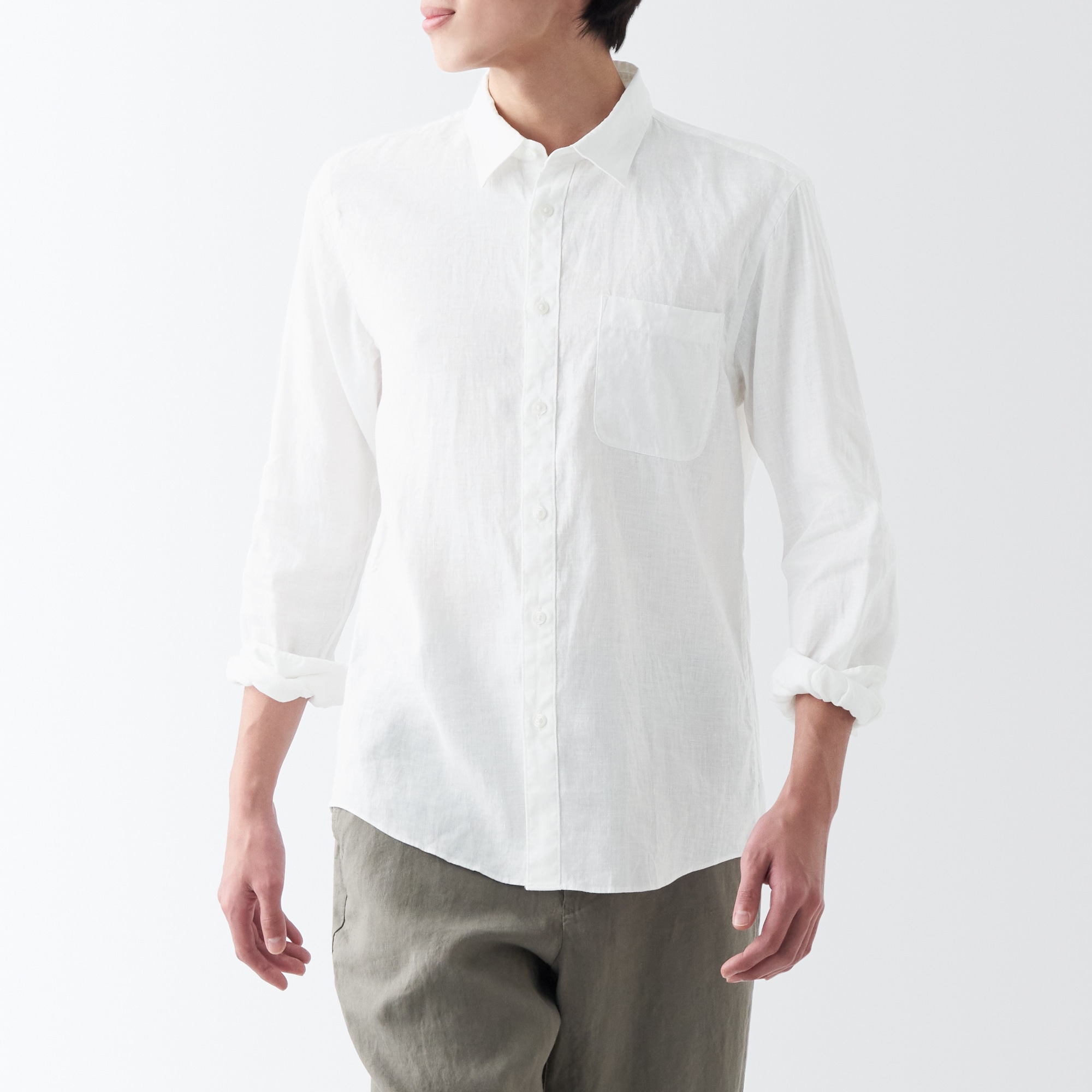 무인양품 일본 남성 긴팔 셔츠 헴프 워시드 아웃
