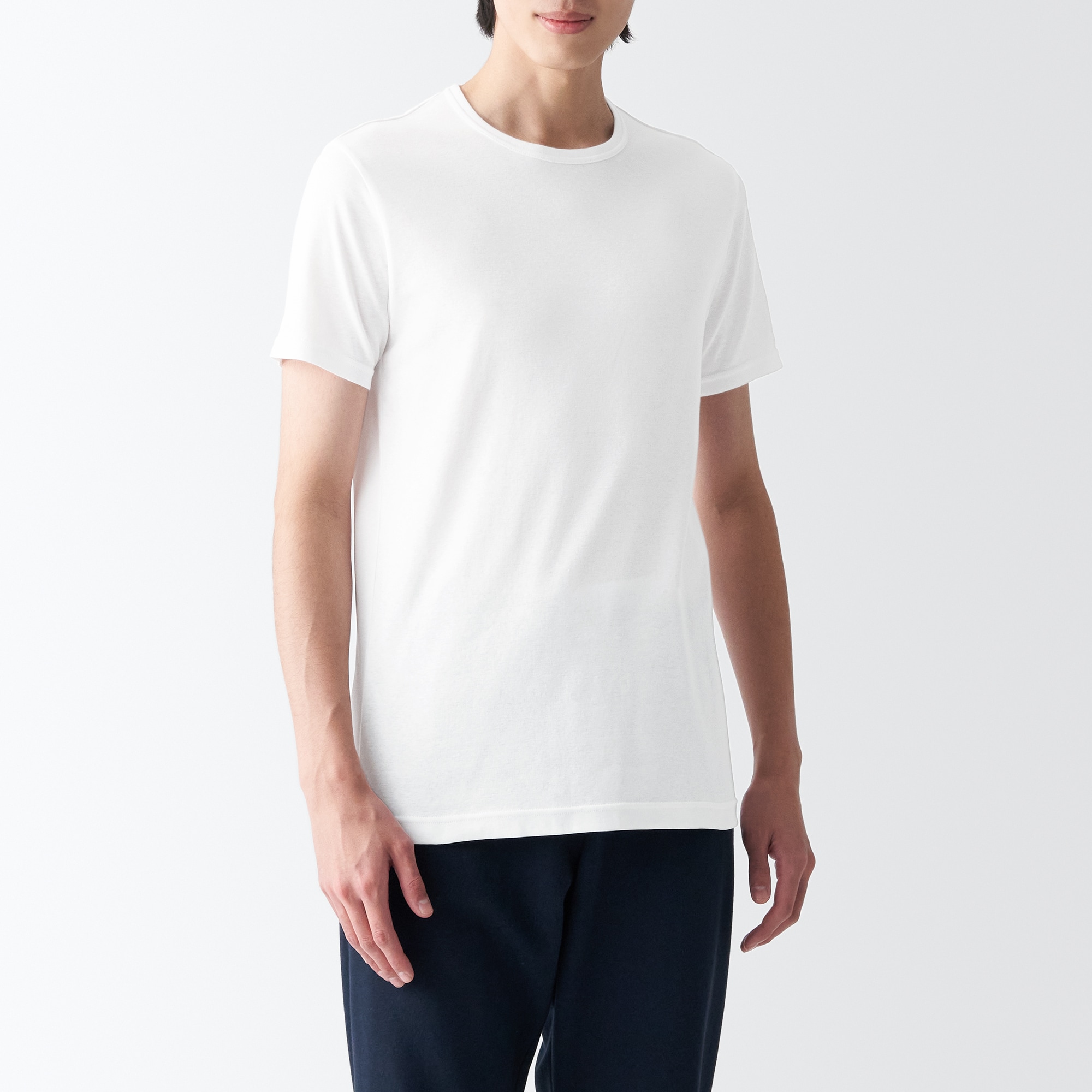 무인양품 일본 산뜻한 면 크루넥 반팔 티셔츠