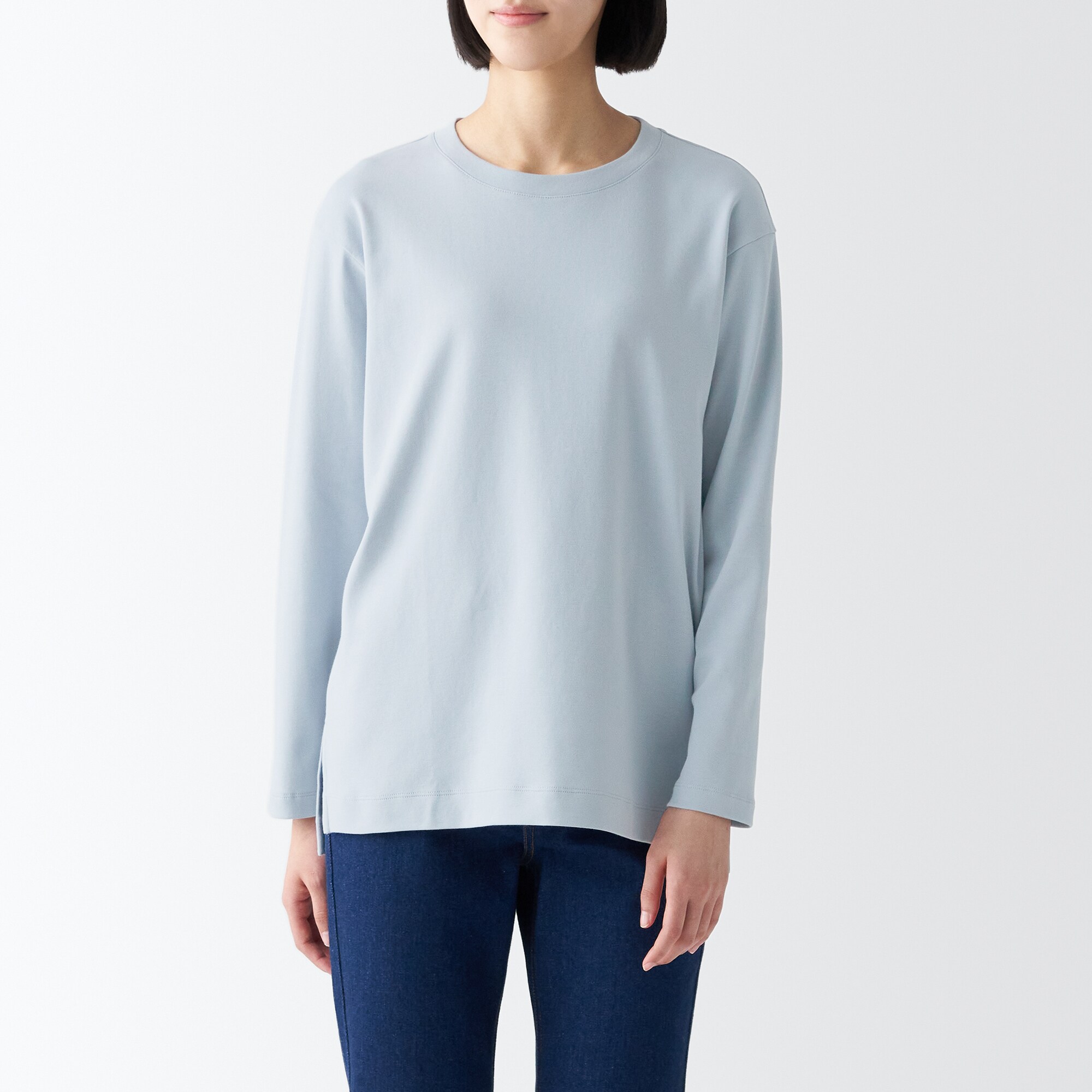 무인양품 일본 여성 티셔츠 스무스 니트 라이트블루