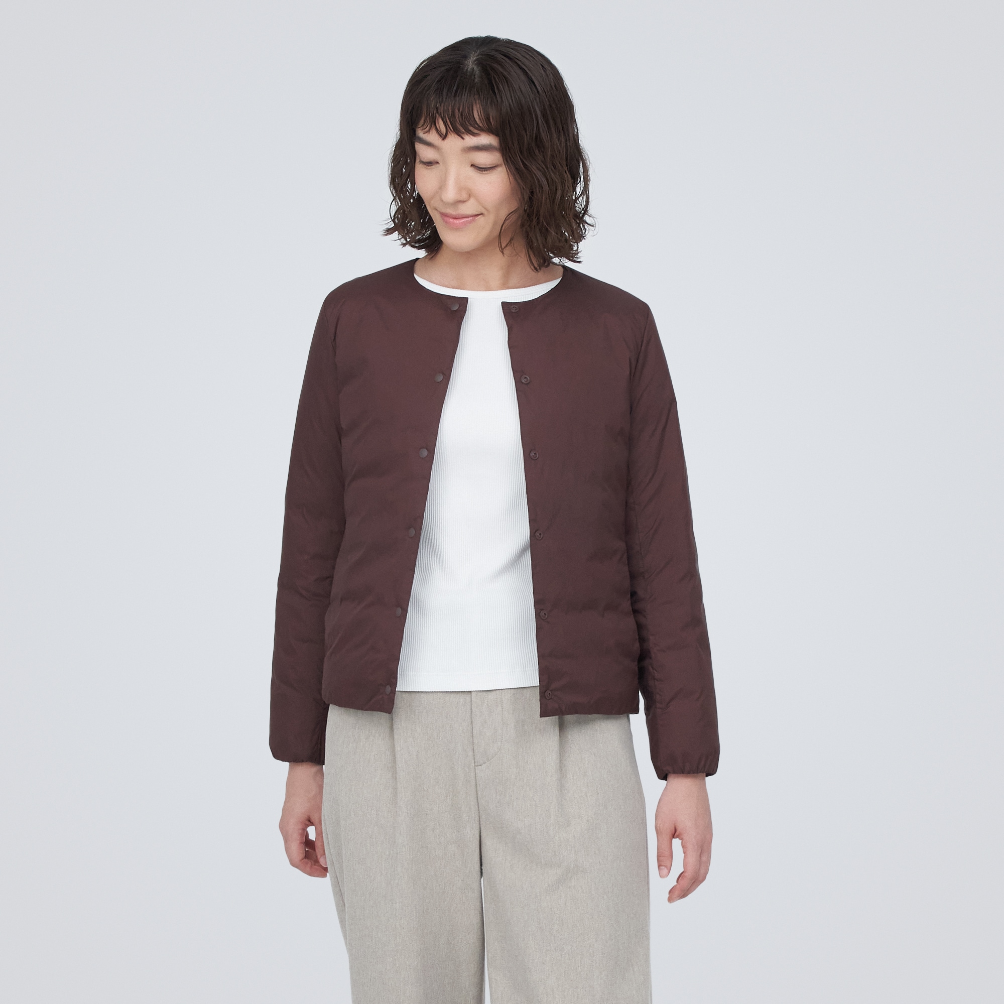 무인양품 일본 경량 다운 노카라 재킷 정전기 방지