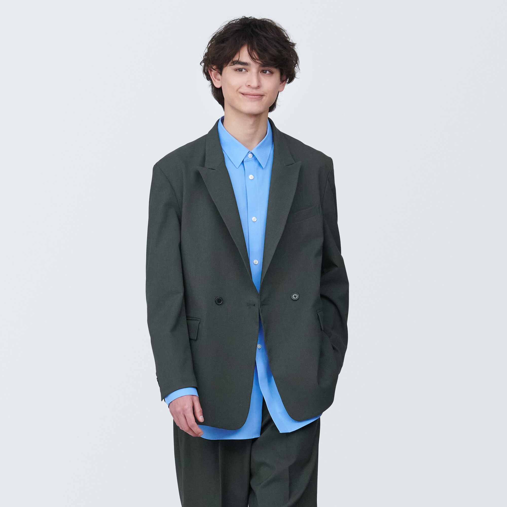 무인양품 일본 신사 주름 안생기는 스트레칭 더블 재킷