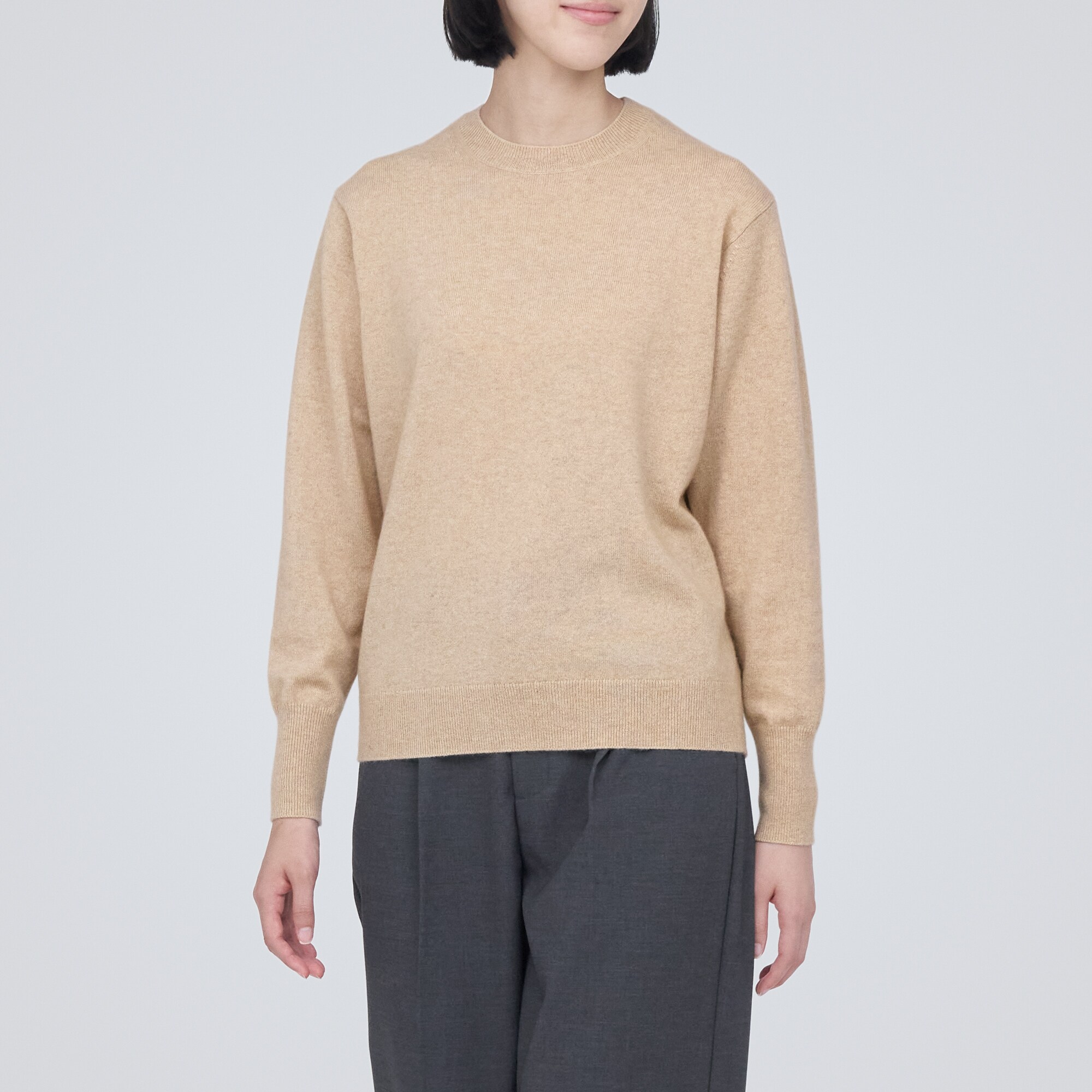 무인양품 일본 자연색 캐시미어 크루넥 스웨터