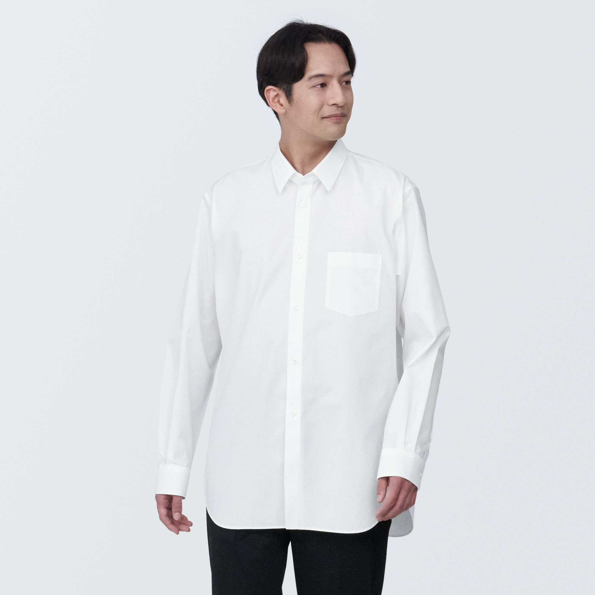 무인양품 일본 신사 다림질 필요없는 릴렉스 피트 긴소매 셔츠