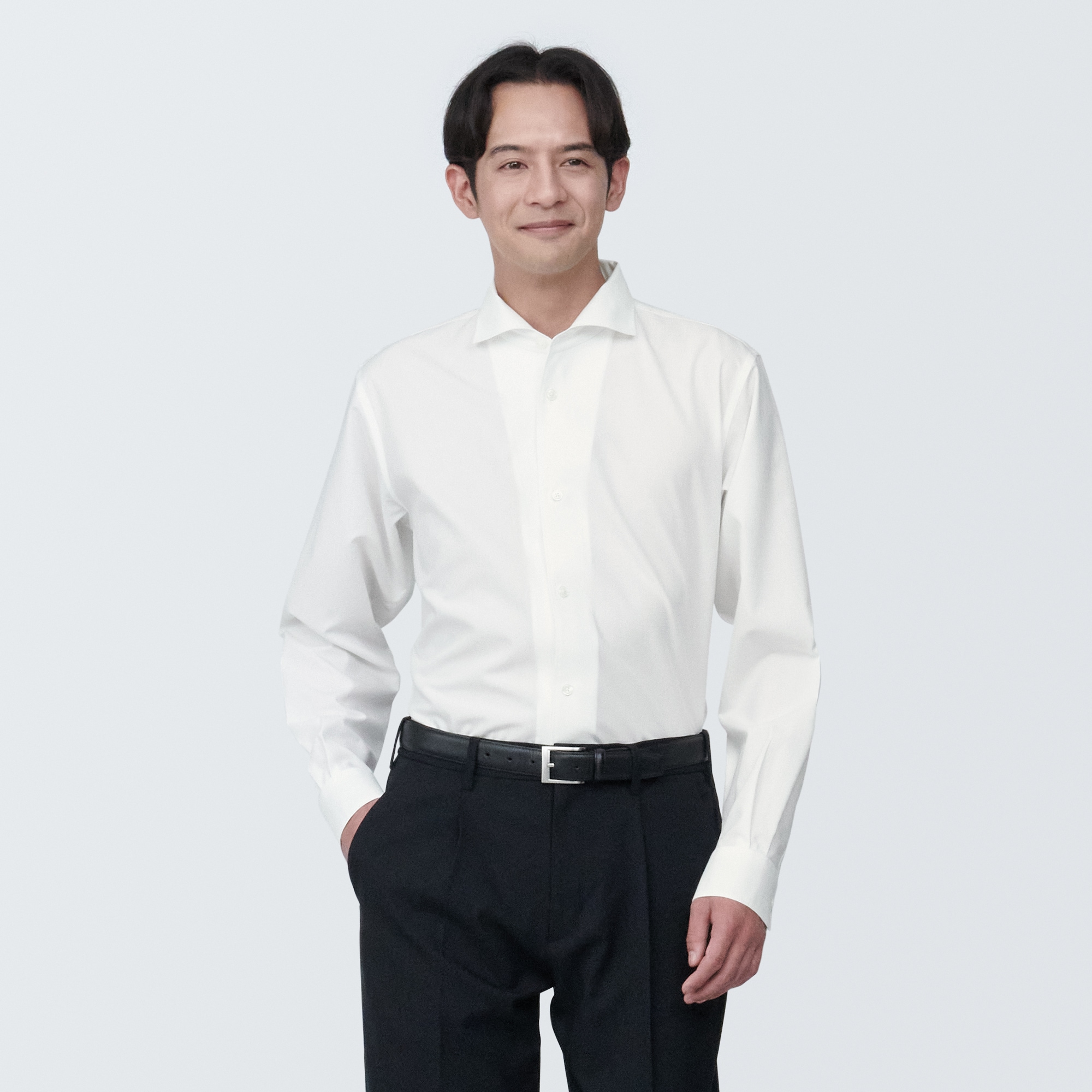 무인양품 일본 신사 다림질 필요없는 커터 웨이 컬러 긴소매 셔츠