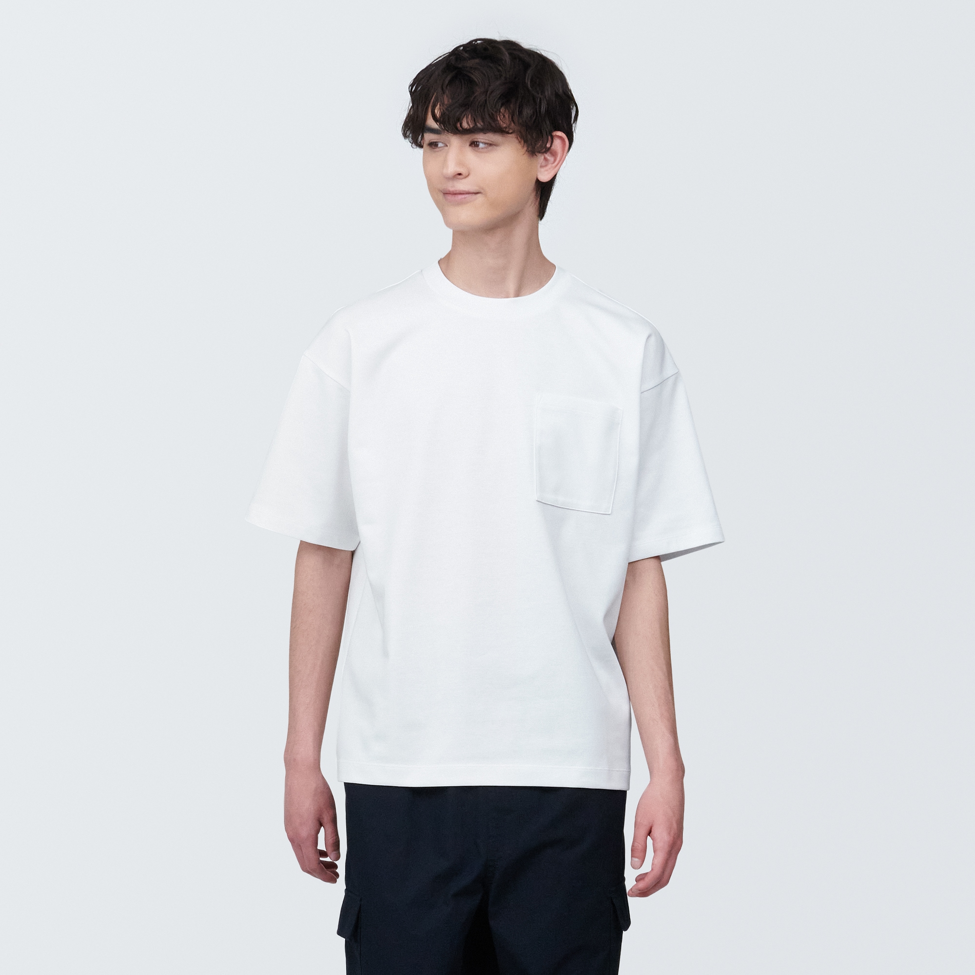 무인양품 일본 신사 자외선 차단 와이드 반팔 티셔츠