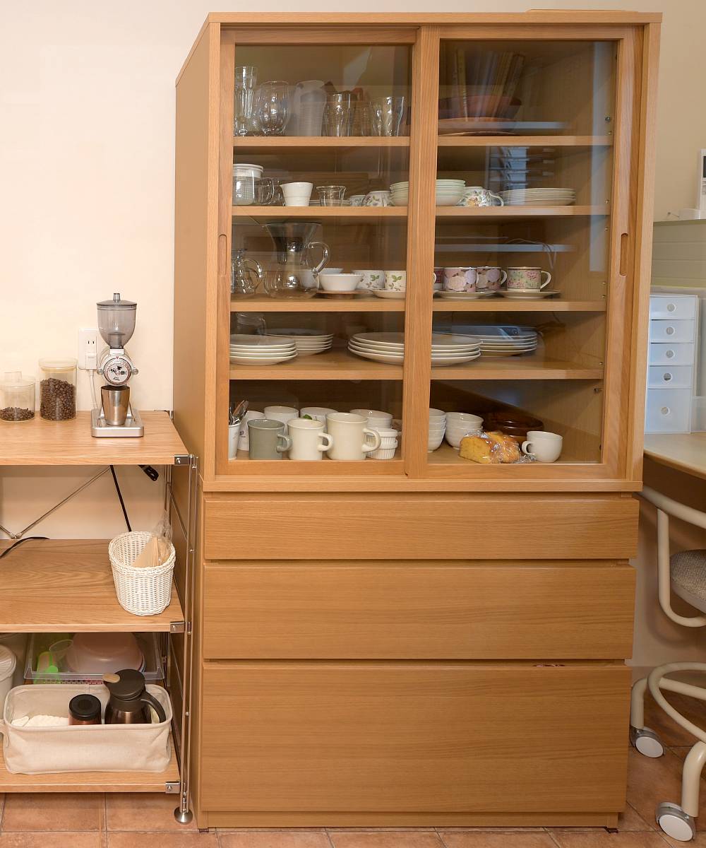 無印良品 オーク材 キッチンボード カップボード 木製 食器棚