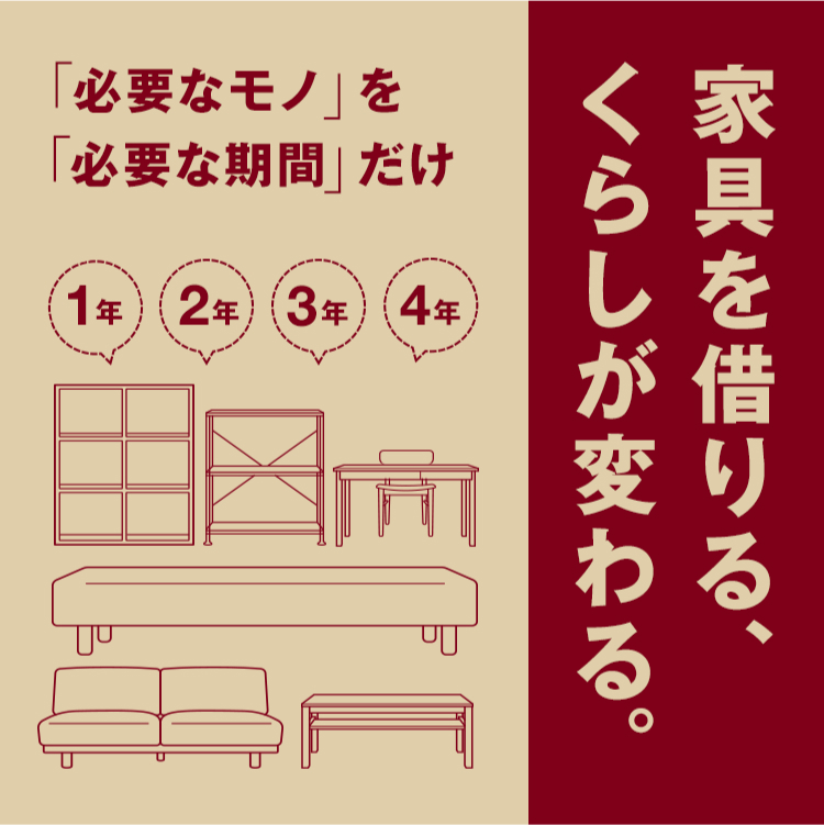 家具を借りる、くらしが変わる。「必要なモノ」を「必要な期間」だけ