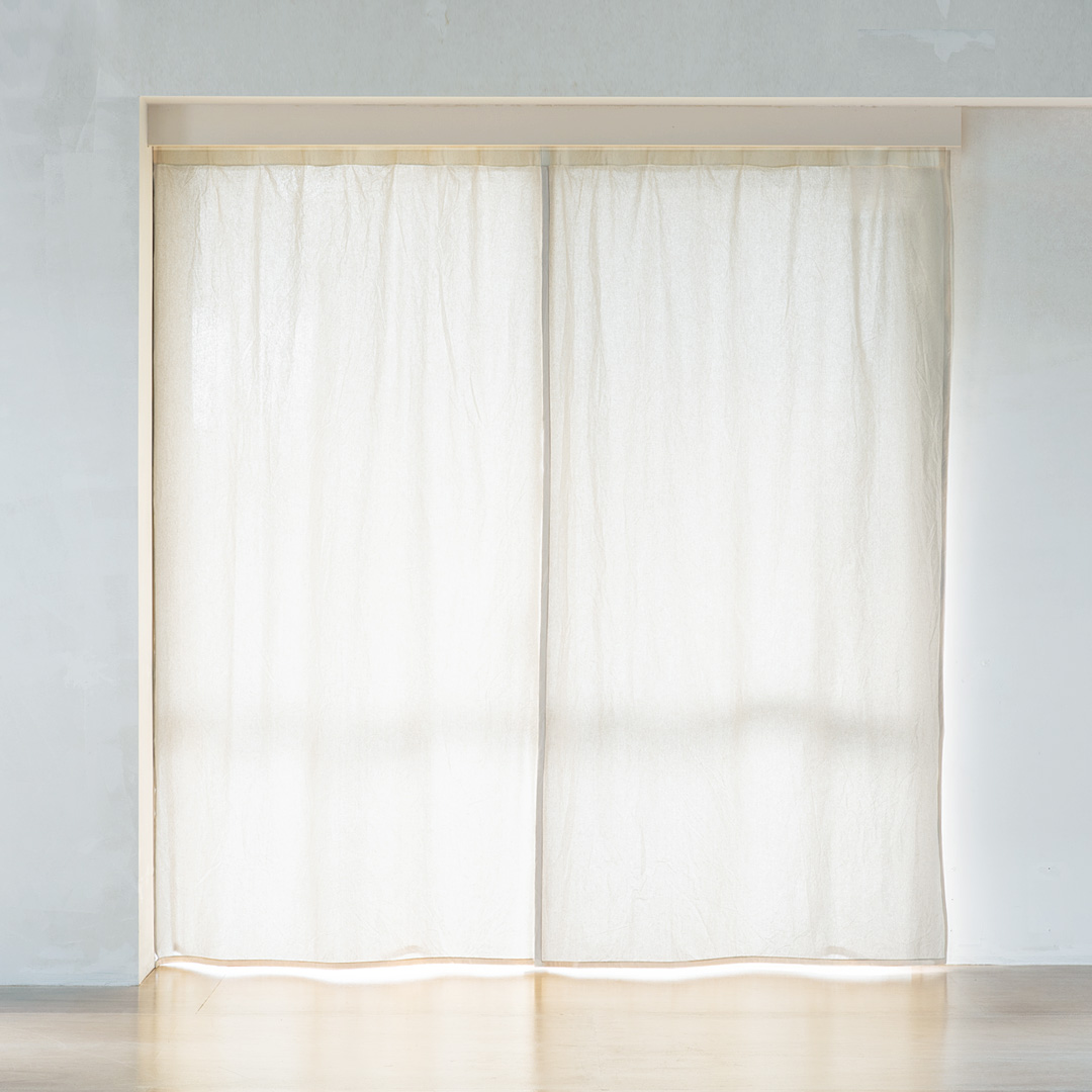 綿洗いざらし平織ノンプリーツカーテン／チャコール 幅１００×丈 
