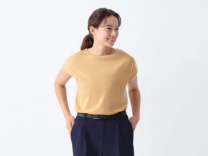 婦人 天竺編みフレンチスリーブTシャツ