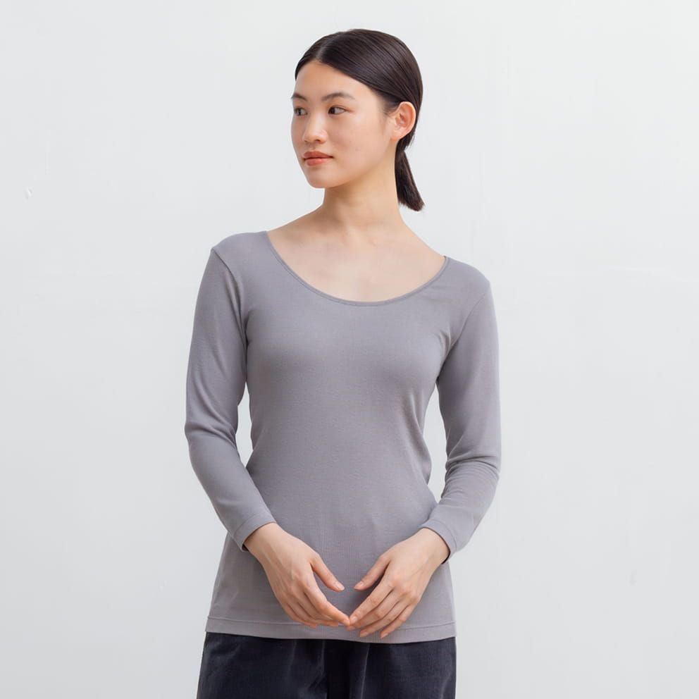  あったか綿 Ｕネック八分袖Ｔシャツの商品画像