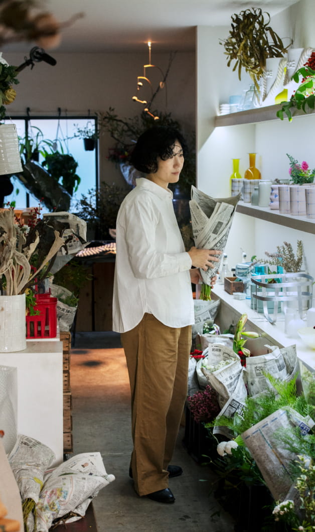 洗いざらし　ブロードレギュラーカラー長袖シャツの着用イメージ