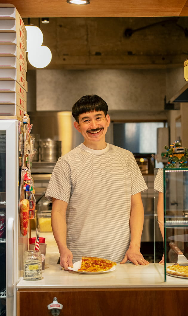 天竺編みクルーネックTシャツ(ボーダー)の着用イメージ