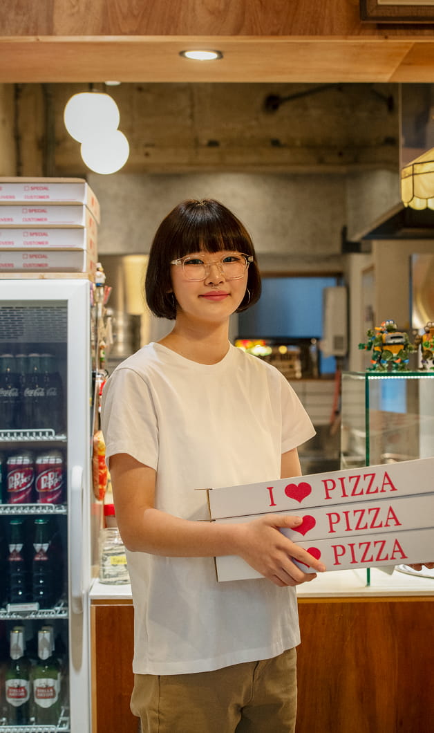 天竺編みクルーネックTシャツの着用イメージ