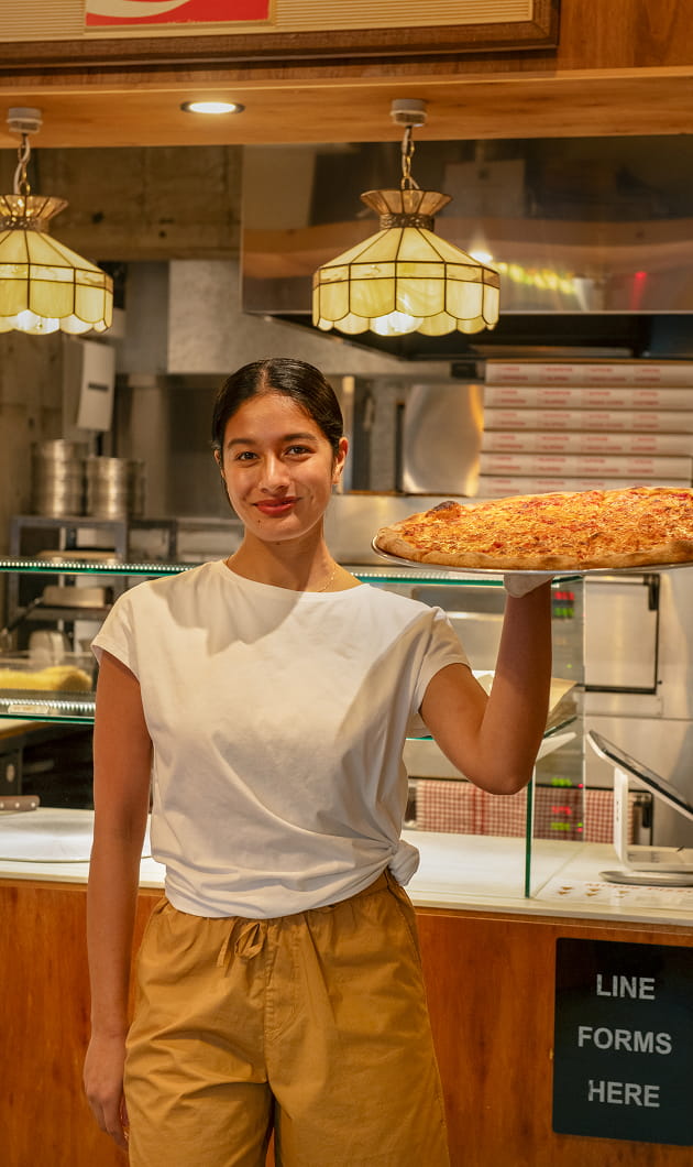 天竺編みフレンチスリーブTシャツの着用イメージ