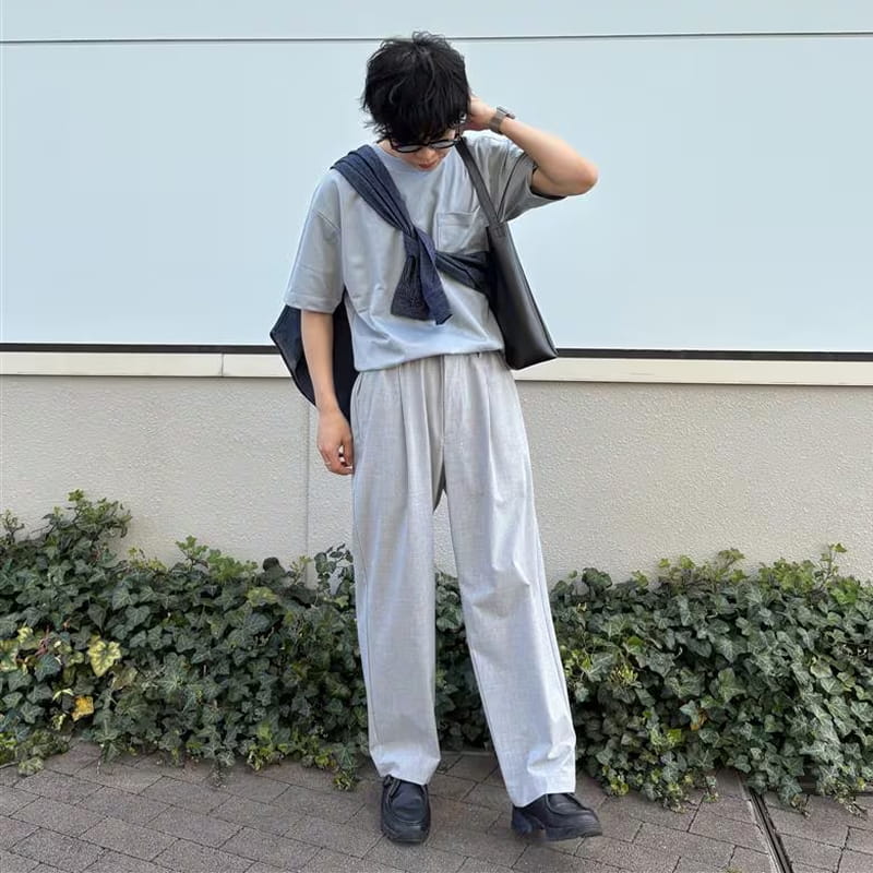 紳士　乾きやすいワンタックワイドパンツのスタッフスナップ2