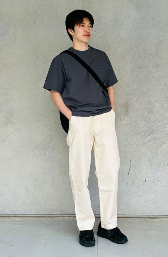紳士　涼感クルーネック半袖布帛Ｔシャツのイメージ