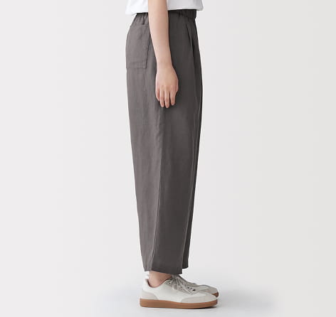 婦人　リネン　洗いざらしイージーワイドパンツの商品画像