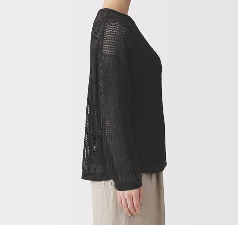 婦人　リネン混透かし編みワイドセーターの商品画像