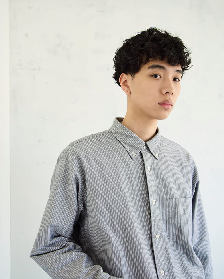 紳士　洗いざらしオックスボタンダウン長袖シャツの着用イメージ2