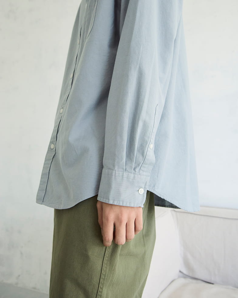 紳士　洗いざらしオックススタンドカラー長袖シャツの着用イメージ3