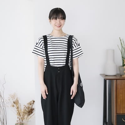 スタッフのリアルな着こなし ｜ ボーダー ボートネック 半袖Tシャツ