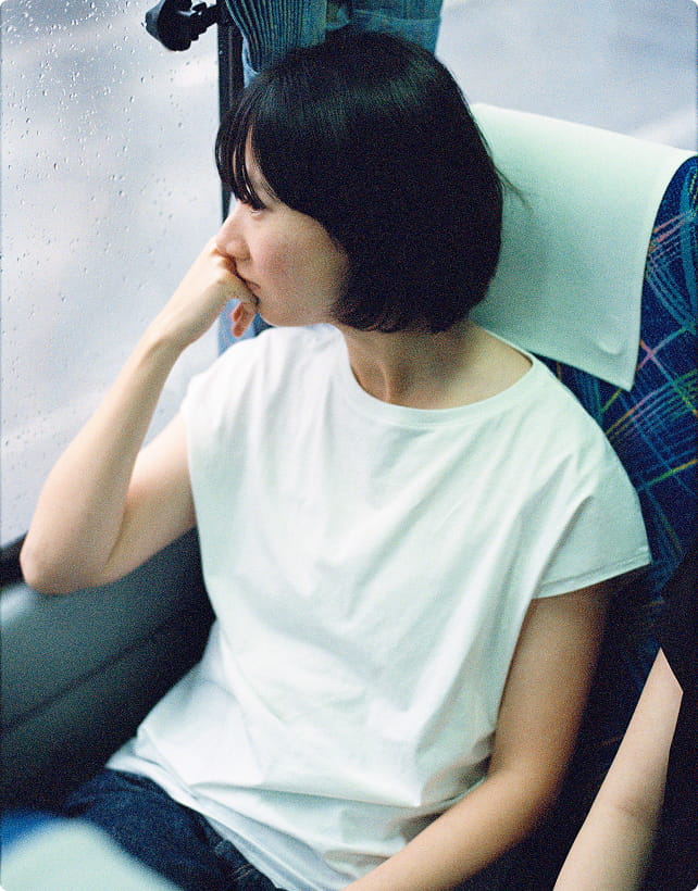 婦人　天竺編みフレンチスリーブＴシャツのモデル画像