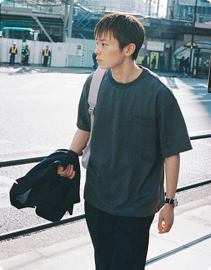 紳士　涼感ＵＶカットワイド半袖Ｔシャツのモデル画像