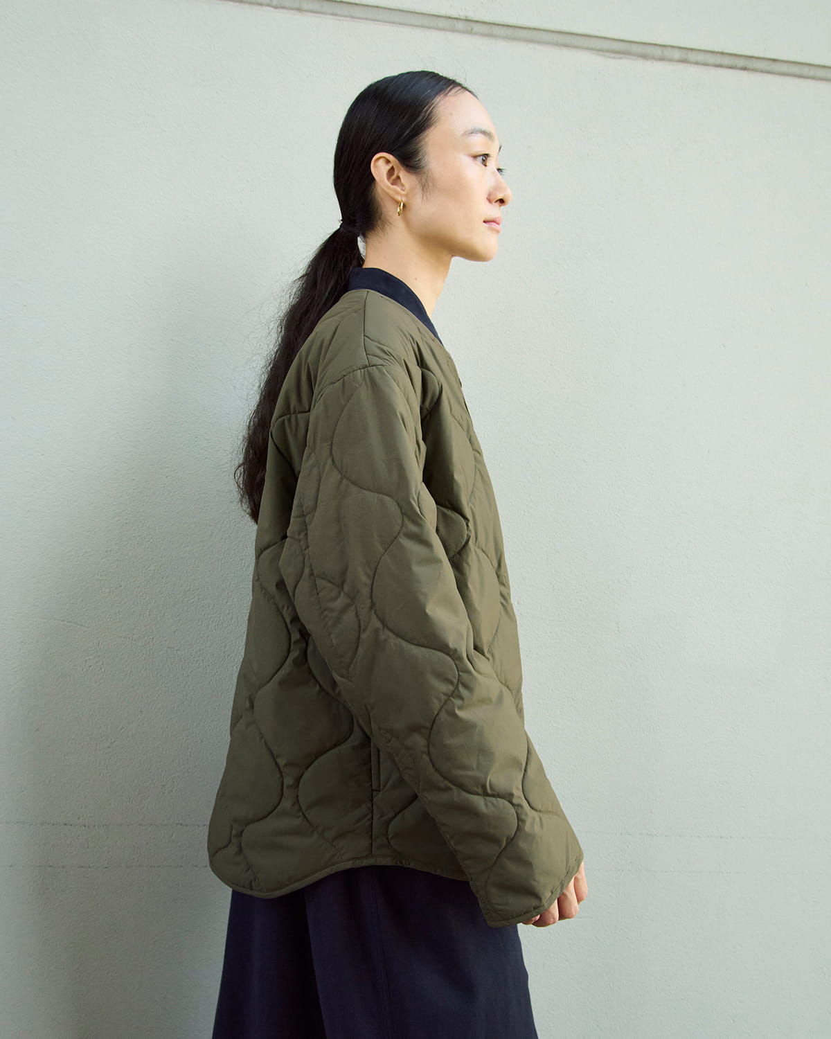 婦人　ふんわり中わた　キルティングジャケットの着用イメージ1