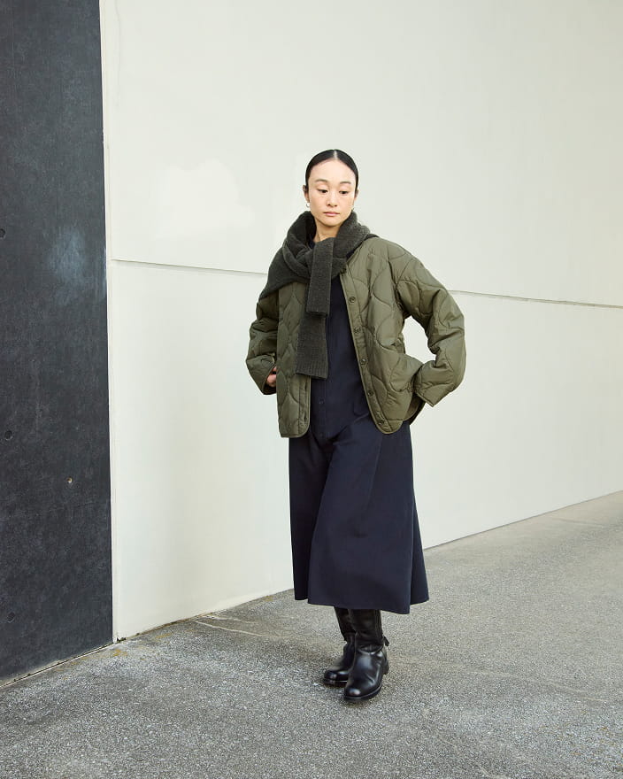 婦人　ふんわり中わた　キルティングジャケットの着用イメージ2