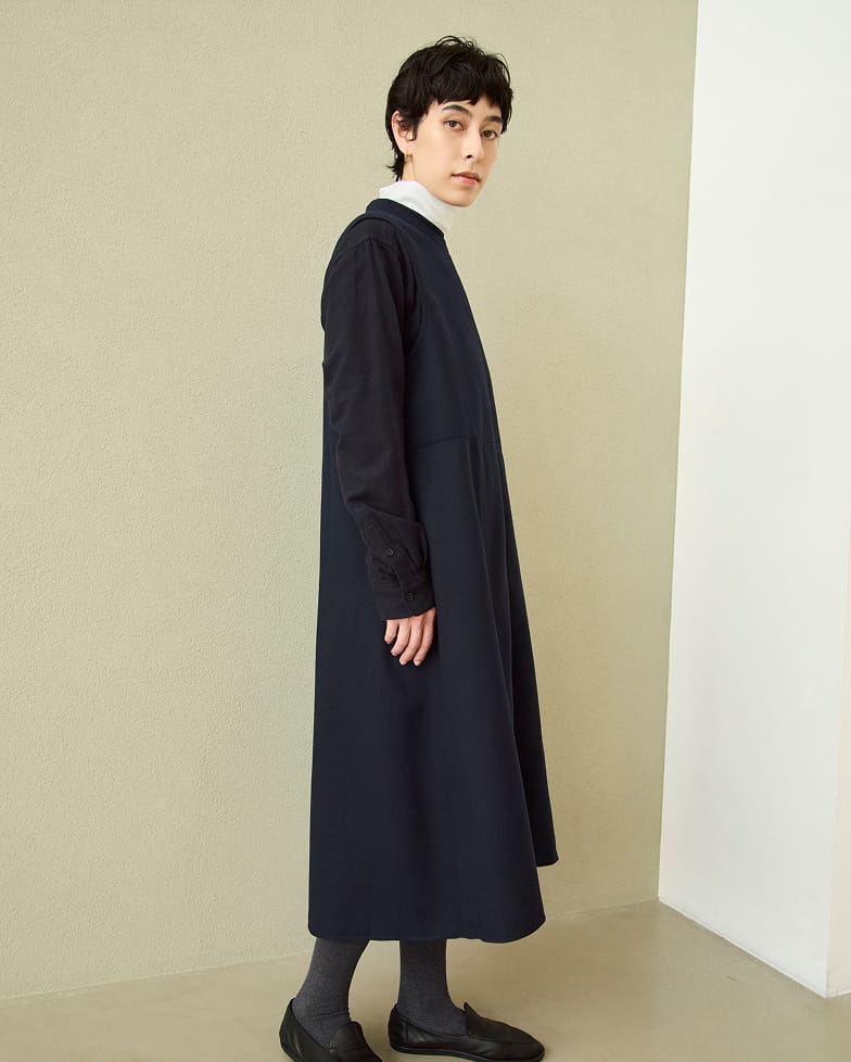 婦人　起毛ジャンパースカートの着用イメージ1