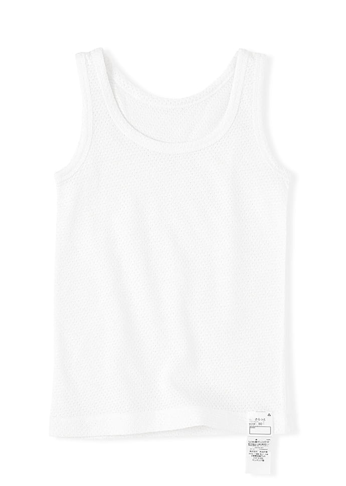 さらっと綿　メッシュ編み　タンクトップの着用イメージ