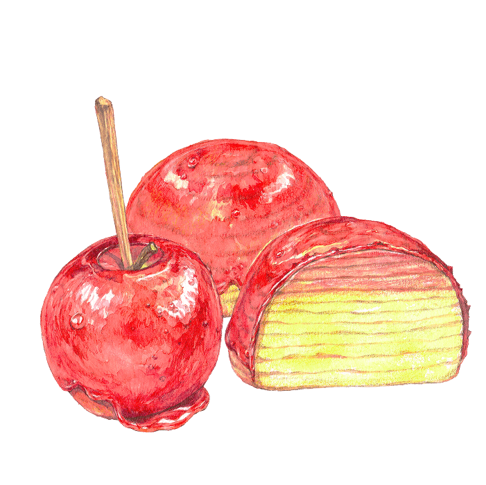 りんご飴バウムのイラスト