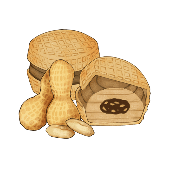 ぴーなっつ最中バウムのイラスト