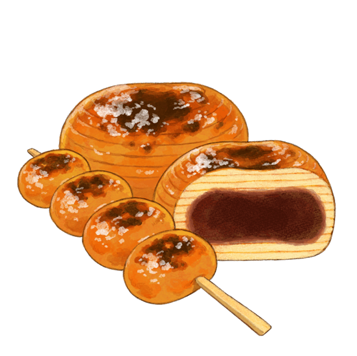 焼きまんじゅうバウムのイラスト