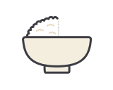 ごはんが半分だけ盛られたお茶碗のイラスト