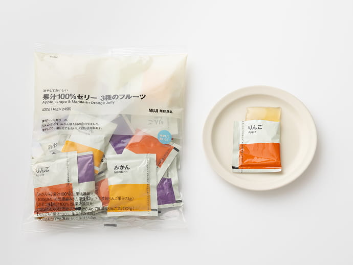 冷やしておいしい　果汁１００％ゼリー　３種のフルーツのイメージ