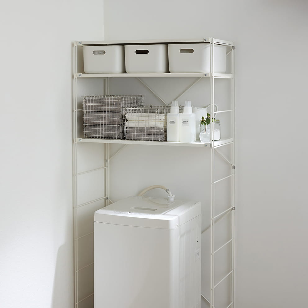 スチールユニットシェルフ　ランドリーセット　ライトグレーの商品画像