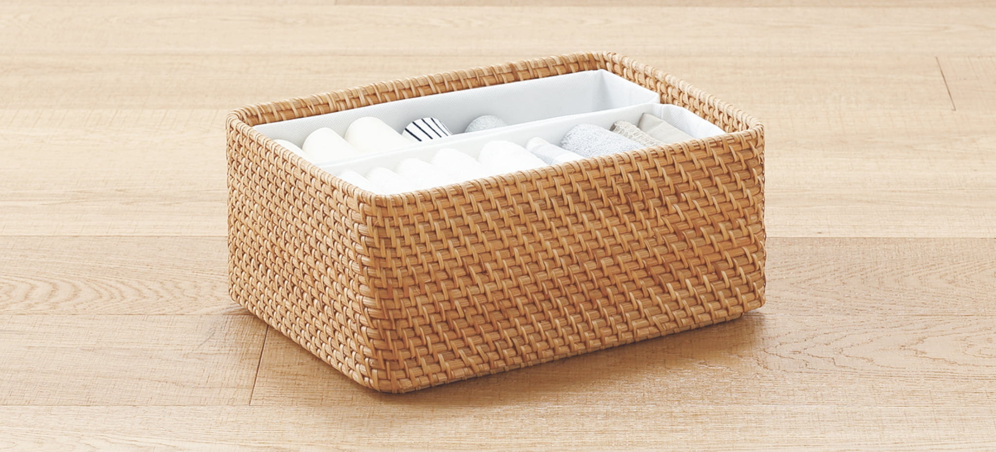 ラタンバスケットの使用例